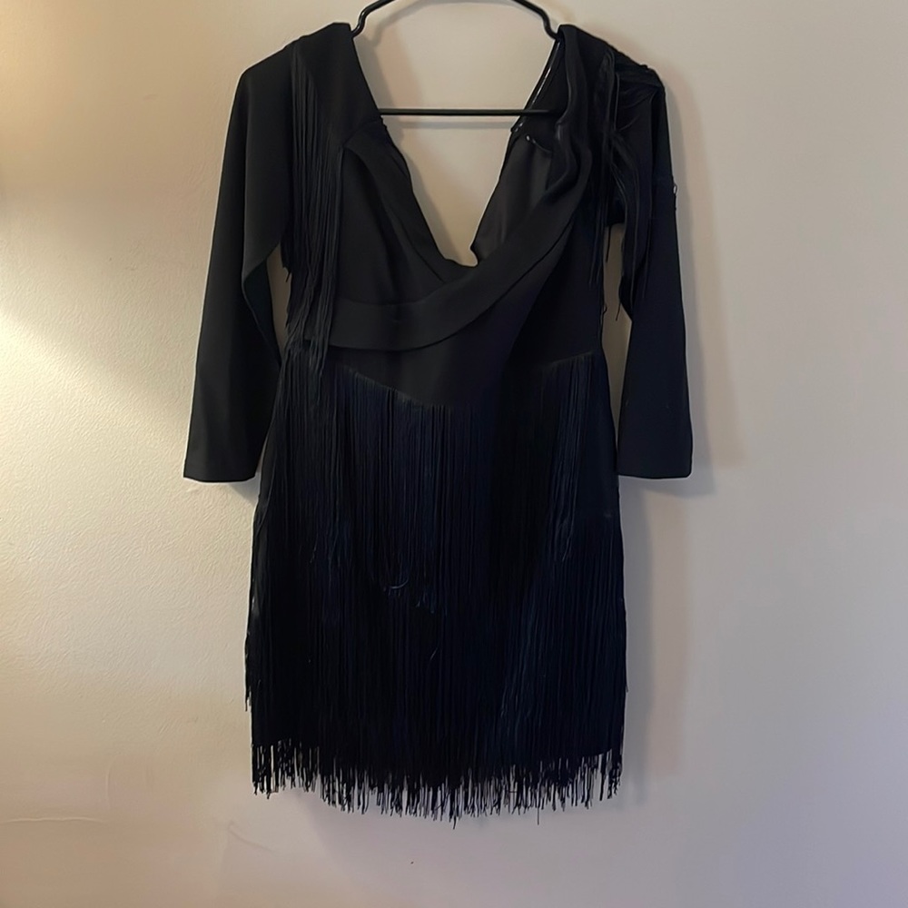 NWOT Shein Black Mini Dress with Fringe - Western Nashville